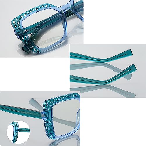 Image of ICARA 3 Pack Fashion Oversized Square Reading Glasses for Women, Retro Celebrity Style Blue Light Blocking Computer Readers