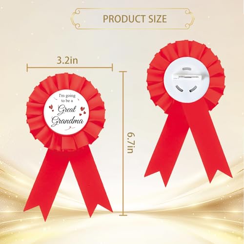 Image of Red Grandma To Be Tinplate Badge Pin, Rosette Button Pin for New Grandma, Baby Shower Badge, Gender Reveal Button, Brooch Pin