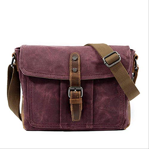 KWOSJYAL Umhängetasche männer Ölwachs Leinwand Wasserdichte Umhängetaschen Für Männer Business Satchel Männlichen Vintage Leinwand Kleine Umhängetasche   Burgund