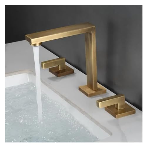 Grifo de baño oro cepillado de 3 orificios ideal para renovar lavabos de estilo rústico