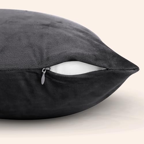 Imperial Rooms Cushion Covers 45 x 45 cm Pack of 2 Square Throw Velvet Pillow Cases Bedroom Decor Cushion for Sofa Living Room Car (Charcoal - Image 2