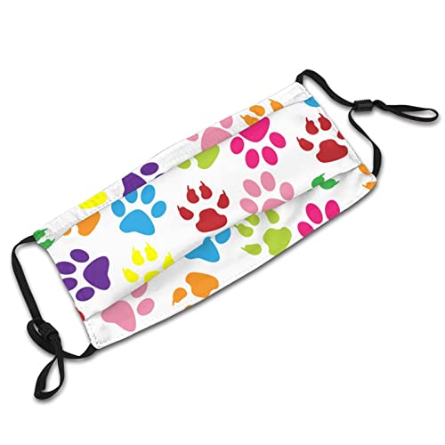 Colorful Paw Prints Face Mask With 2 Pcs Filters,Fashion Cool Mask Reusable Washable Breathable Balaclavas Adjustable Comfortable Cloth Masks For Women Man #TOP5