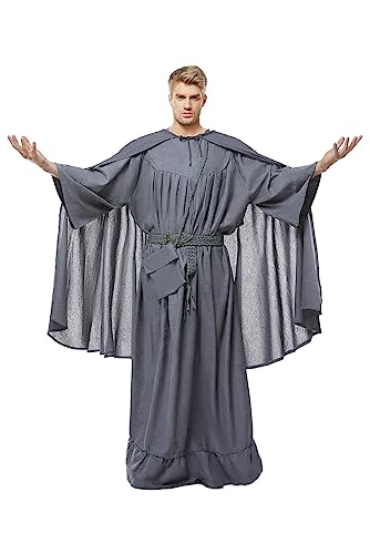 Robe Gandalf grise et cape adulte pour briller en soirée cosplay et fantastique