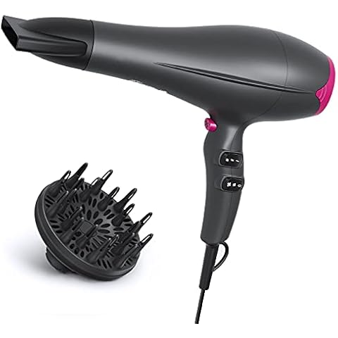 Hair Dryer Professional, Negative Ionic Hairdryer with 2200W and 2 Speeds 3 Heat Settings, Fast Dry Hairdryer with Attachment Diffuser & Concentrator (#Grey) Cover