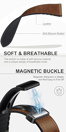 Image of ACM Watch Strap Leather Magnetic Silicone 22mm compatible with Oneplus Watch 2r Smartwatch Belt Luxury Band