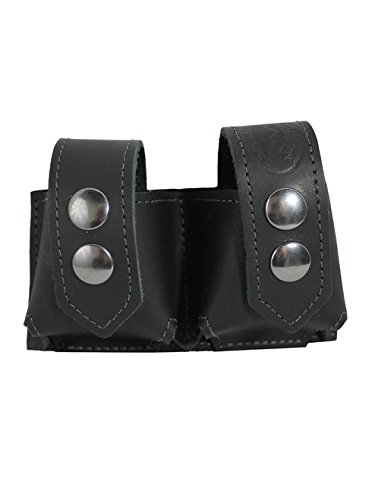 Barsony 2SLBL-5-6 shot .38 .22 Leather Double Speed-loader Pouch, Black