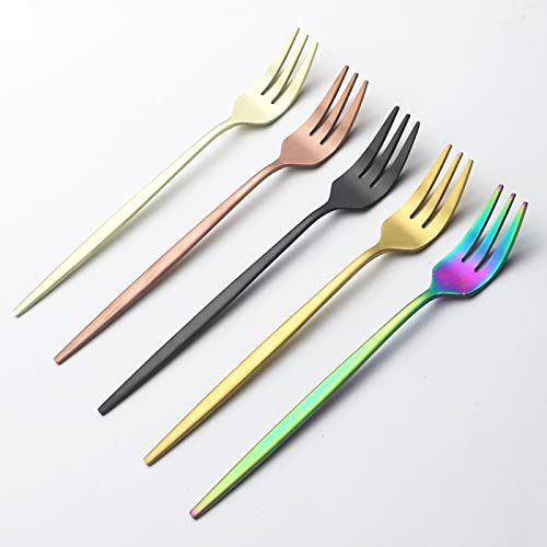 Juego de cubiertos de acero inoxidable, juego de 6 tenedores de té para frutas, ensaladas y postres, cubiertos duraderos para uso en la cocina