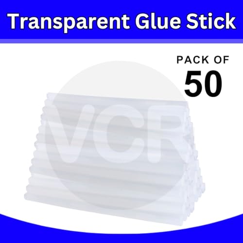 Image of VCR 11mm Glue Sticks for Glue Gun - 11mm x 165mm in Length - Hot Melt Transparent Glue Stick - Pack of 50 - Bonding Adhesive Glue Sticks for DIY - Arts Crafts - Schools and Industries
