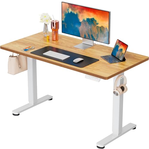 Image of ErGear Height Adjustable Electric Standing Desk, 40 x 24 Inches Sit Stand up Desk, Memory Computer Home Office Desk, Light Vintage Brown