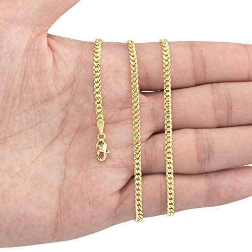 Nuragold 10k Yellow Gold 3.5mm Miami Cuban Link Chain Pendant Necklace, Mens Womens Jewelry 16" 18" 20" 22" 24" 26" 28" 30" - Image 3