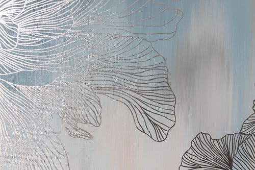 Tableau floral bleu argenté XINBAO 60x90 cm encadré pour mur salon