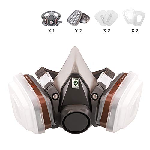 Preisvergleich Produktbild Atemschutzmaske Mit Halber Gesichtsmaske, Staubmaske Lackmaske Zum Streichen, Staub-, Partikel, Maschinenpolieren, Schweißen Und Anderen Arbeitsschutz