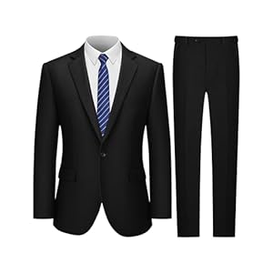 LUPURTY Men’s 2 Piece Suits Set Slim Fit, One Button Tuxedo Jacket and Pants with Tie, for Prom Wedding Business