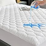 GRT Waterproof Mattress Protector Double Bed, 30cm Extra Deep Skirt, Breathable Noiseless Quilted Mattress Cover, Super Absorbent Dust Proof Mattress Protector (Double - 137 x 190cm)