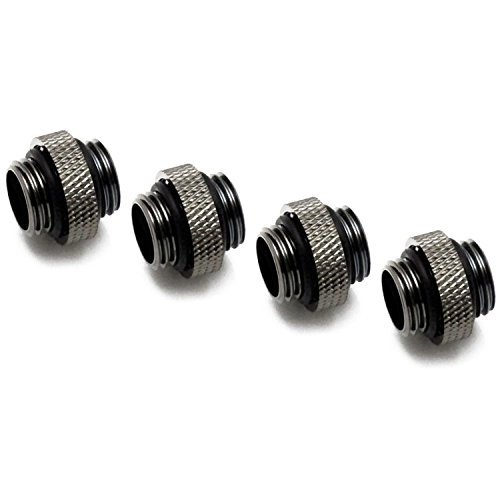 Xspc G1/4" 5Mm Male To Male Fitting, Black Chrome, 4-Pack #TOP2