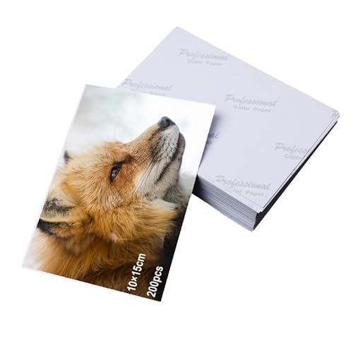 Wenrescry Papel Fotográfico Brillante 10x15 cm, 230 g/m², 200 Hojas, Papel para Impresora de Inyección de Tinta, Secado Rápido, Ideal para Tiraje e Impresión de Fotos en Casa ⭐