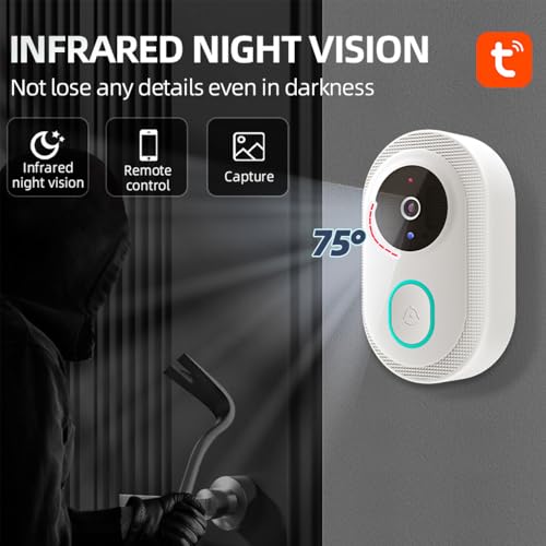 Swokely Smart Doorbell Ring Door Camera Infrared Night Viewing WiFi Wireless Video Bell Camera Rechargeable Video Intercom Doorbell Two-Way Audio Long Transmission Range - Image 2