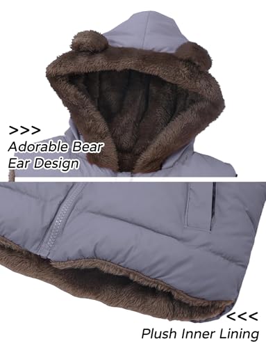Happy Cherry Toddler Baby Puffer Vest with Hood Ears Hooded Sleeveless Bubble Jacket Insulated Padded Vest 2-7 Years3