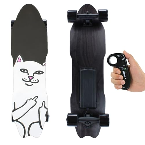 Oiyekntd Elektrisches Skateboard mit Fernbedienung, verschleißfesten PU-Rollen, 7-lagigem Ahornholz, 25 km/h Höchstgeschwindigkeit, Outdoor-Sport-Skateboard für Erwachsene aus Ahornholz für Fahrten D