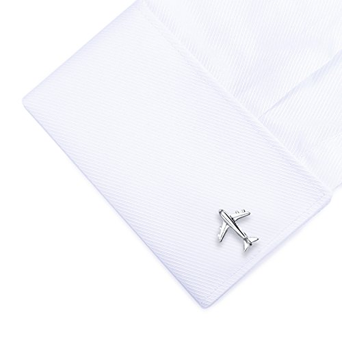 HONEY BEAR Airplane Plane Cufflinks for Men Shirt Steel with Gift Box Silver2