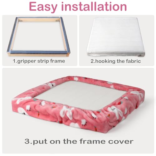 Image of 19.7 inch*19.7 inch Rug Hooking & Punch Needle Frame with Gripper Strip & Cross Stitch Hoop, Frame Cover (Pink)