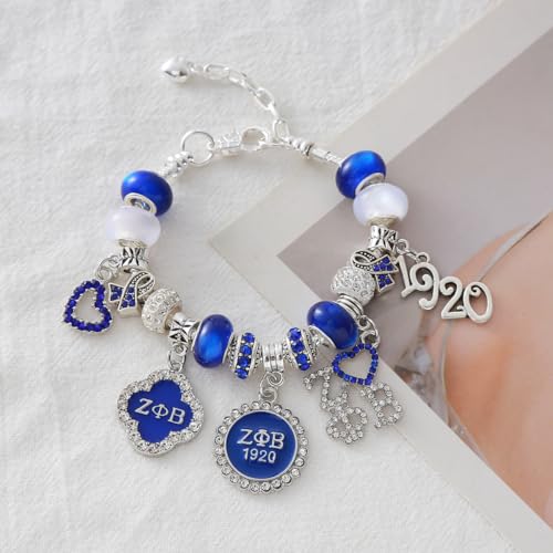 Society 1920 Soror Dove Zeta Sorority Bracelets Greek Charms Beaded Bangles For My Sisterhood Members Gifts Adjust For Wrist3