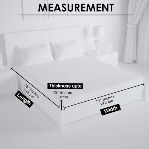 Image of Story@Home 300 TC Cotton King Size Fitted Bedsheet, Beige, 182 x 198 cm