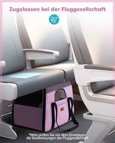Morpilot Transportbox Katze Katzen transportboxen, Faltbare katzentasche transporttasche, hundetragetasche Transporttasche mit Einstellbar Schultergurt katzenbox für Katzen Kleiner Hund Welpe Rosa