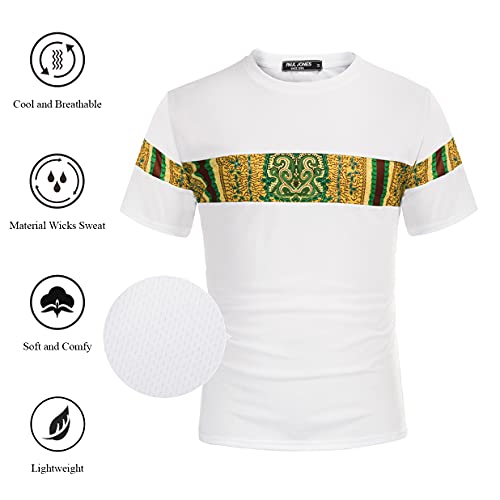 Pj Paul Jones Mens Short Sleeve Mesh Tracksuits Sport T-Shirt And Shorts 2 Piece Set 2Xl White #TOP4
