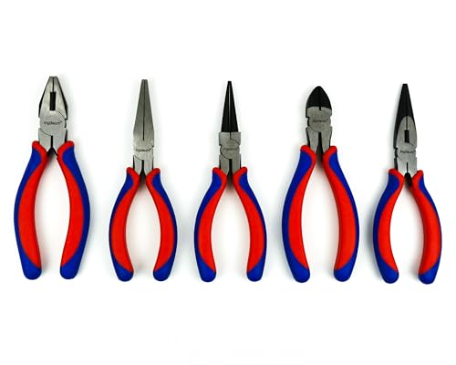 INGDAUM® Lot de 5 pince universelle, pince à long bec, coupante latérale, plate, multiprise à eau