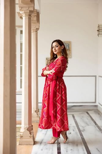 Image of ANNI Designer Women's Rayon Viscose Anarkali Printed Kurta with Pant & Dupatta