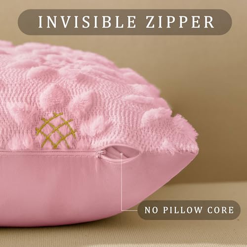 Image of DFXSZ Spring Summer Pillow Covers 20x20 inch Set of 2 Pink Daisy | Farmhouse Decor Soft Plush Faux Fur Jacquard Throw Pillow Covers|For Spring Holiday Sofa Home Decor