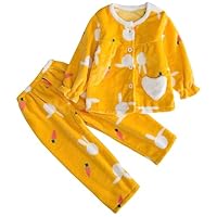 Barrageon Baby Hauskleidung 2-12T Kleinkind Heimanzug Säugling Pyjama Junge Nachtwäsche Kinder Schlafanzüge Flanell Mädchen Unisex (Gelb-120)