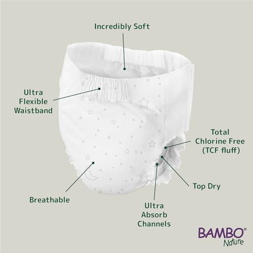Bambo Dreamy Night Pants - Ultra Flexible Waistband, Ultra Absorbent Core Keeps Child And Bed Dry All Night, Pull Up Diaper, Soft, Breathable, All Round Protection, Kids Aged 8-15, 35-50kg, 60 Count