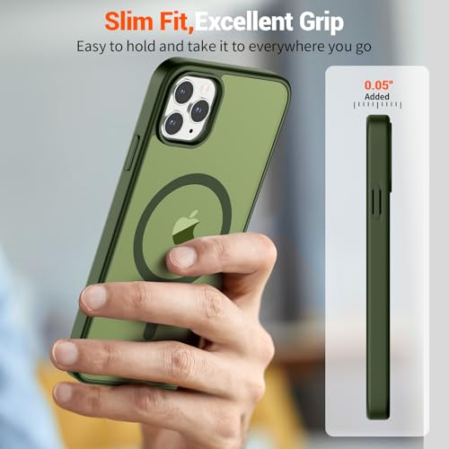Image of SUPFINE Magnetic for iPhone 11 Pro Max Case Cangling Green | (Compatible with MagSafe)(Military Grade Drop Protection)Shockproof Translucent Matte Phone Cover