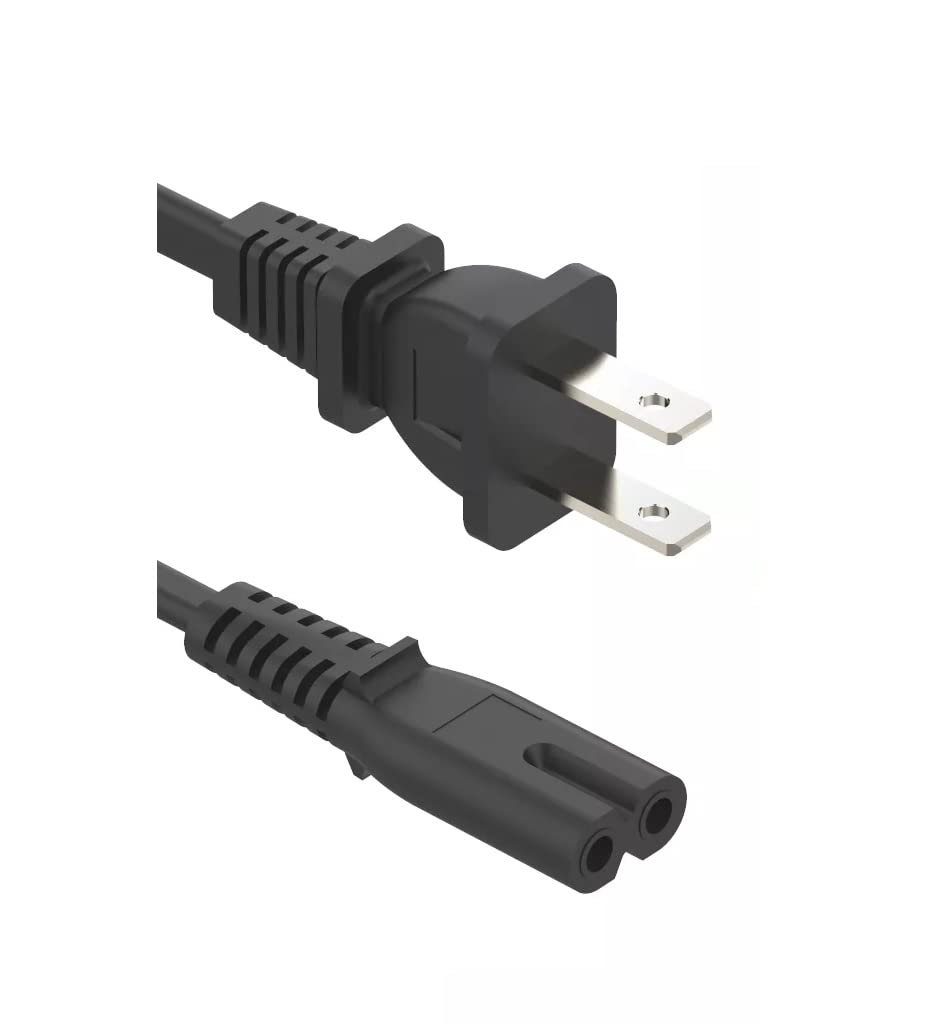 6 Foot Figure 8 Power Cord 2-Pack - Non-Polarized C7 To NEMA 1-15P For Electronics