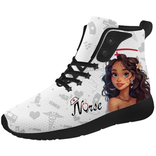 Men's Women's Nurse Print Shoes High Top Sneakers Casual Shoes Gifts for Dad Mom