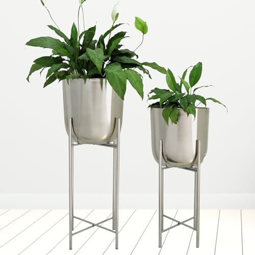 Image of Planters for Indoor Plants Metal Planters for Living Room Metal and Electroplated Nickel | Durable Planters for Living Room Bedroom Home and Office