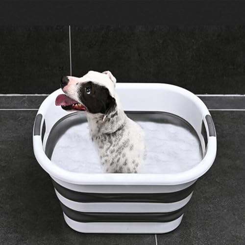 SHJOEE 26L Zusammenklappbar Hundebadewanne Tragbar Haustier Badewanne Faltbar Wäschewanne Multifunktionale Aufbewahrungsbehälter Platzsparend Organizer Outdoor Indoor Kleine Katzen Hunde Wasserbecken