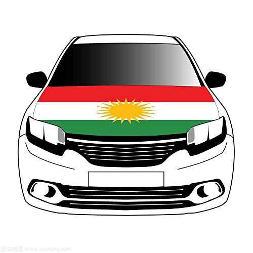 100Pcs Flaggen Motorhaubenabdeckung,Gelbe Sonne Kurdistan Motorhaube Banner,Mann Slip-On Waschbar Super Elastisch Wetterfester Stoff,Nicht Klebendes Banner 3.3X5 Ft Passend Für Die Meisten Gedruckten