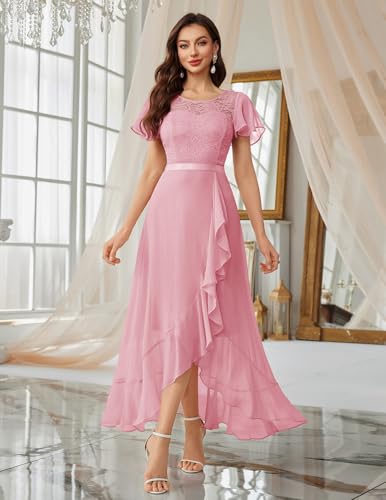 Image of BeryLove Formal Dresses for Women 2026 Wedding Guest with Slit Cocktail Elegant Lace Long Prom Dress