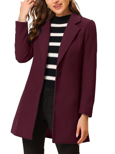 Allegra K Women's Winter Overcoat Notched Lapel One Buttoned
