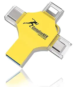 GenuineXER 128GB Flash Drive 4 in 1 Y Disk Pendrive with Type-C, Micro USB, Lighting & 3.0 USB A Compatible with iPhone, Android Smartphones & Laptops |