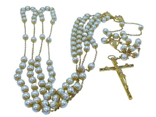 White Pearls Gold Plated Crystal Wedding Lasso/Crystal Wedding Rosary/Lazo De Boda De Crystal #TOP3