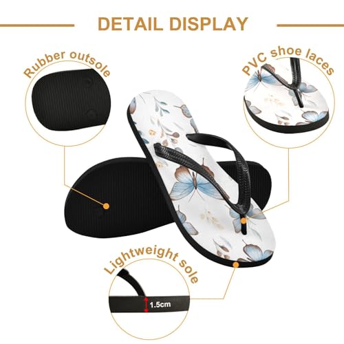 Blue Brown Butterfly Beach Summer Casual Flip Flop Sandals Non-Slip Quick Dry for Women Men 214B25992