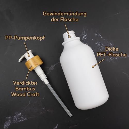 3 Stück 500ml Seifenspender mit 22 Weißen Etiketten Lotionspender aus PET-Kunststoff Leere Flasche Geeignet für Badezimmer(Weiße)