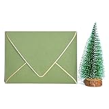 A7 sage green Envelopes 5 x 7 With Gold Border,- 25 Pack,For 5x7 Cards| Quick Self Seal| for Weddings, Invitations, Photos, Graduation, Baby Shower| Thick Luxury paper|5.25 x 7.25 Inches