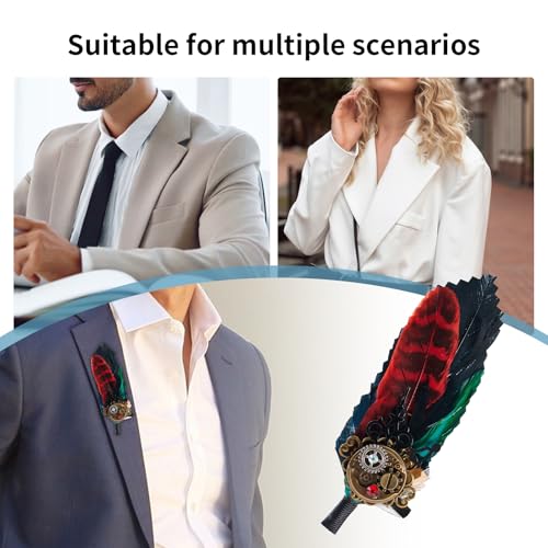 Feather Brooch - Small Hat Brooches, Decorative Hat Clip For Women And Men | Gothic Brooch Pin Accessory, Small Hair Fastener Accent, Elegant Costume Ornament, Vintage Style Detail For Dress, Jacket - Image 4