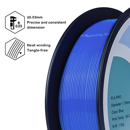 Image of ZIRO PLA Filament 1.75mm, Higher Strength &Toughness Material, 1KG Blue | Fit for Most FDM 3D Printer, 1.75mm 1KG Spool, Dimensional Accuracy + /-0.03mm, Colorful PLA FilamenT