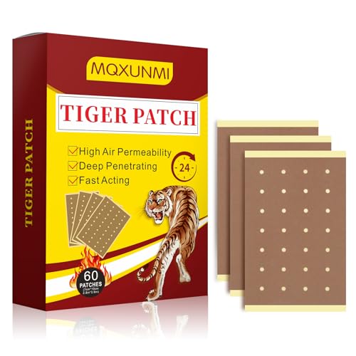 MQXUNMI Parches de tigre, 60 parches ultra fuertes para aliviar el dolor, ajenjo natural que alivia el dolor muscular, parches de calor para aliviar el dolor muscular de espalda, rodilla y hombro